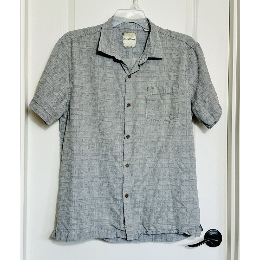 Tommy Bahama Men's Silk Blend Textured Grey Shirt Size XL Golf Resort Beach Wear
